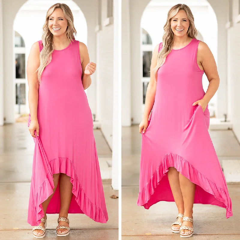 classic fit-and-flare dressJust Getting By Dress, Fuchsia