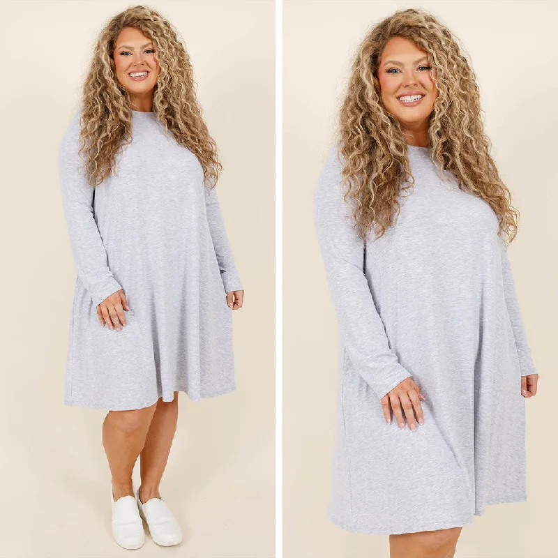 casual midi dressThe Last Chance Dress, Heather Grey