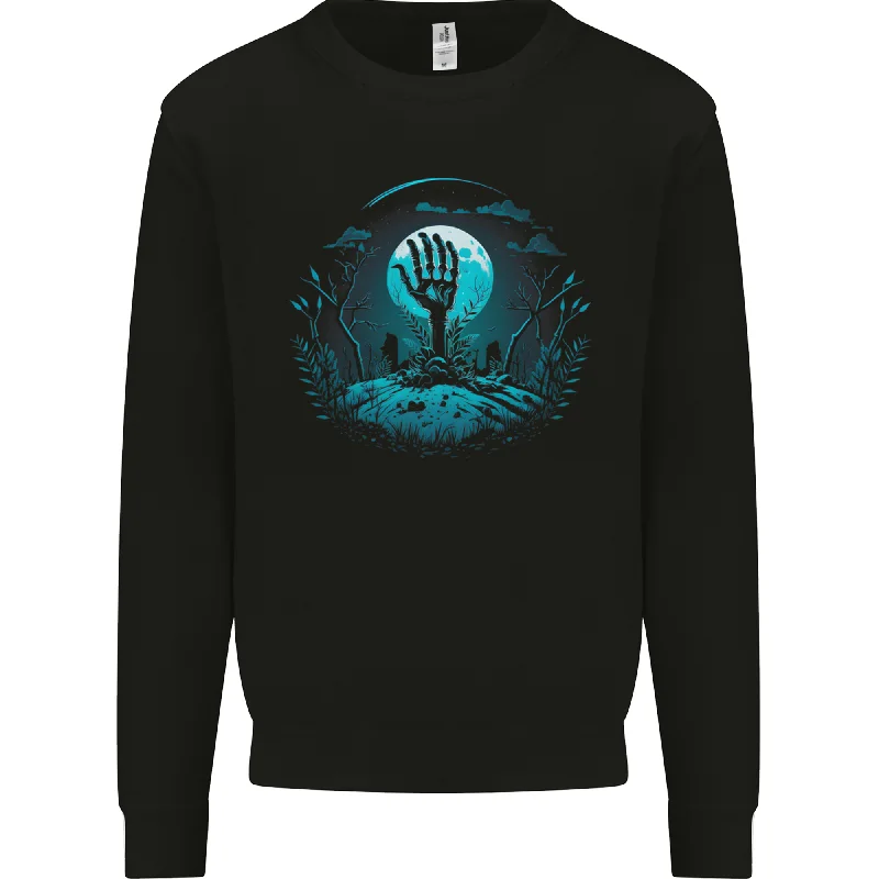 A Skeleton Hand Rising From a Graveyard Mens Sweatshirt Jumper