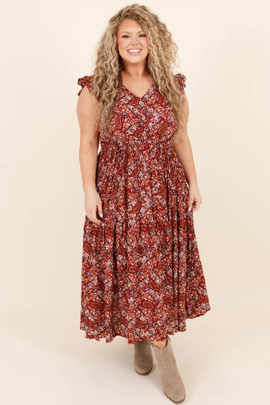 classic fit-and-flare dressPaisley Perfect Dress, Brown