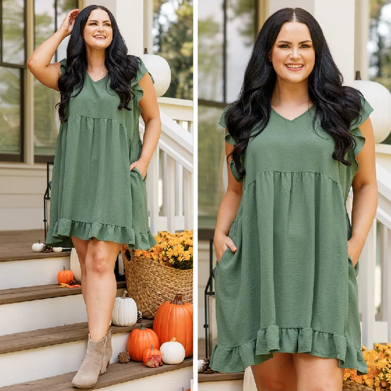 one-shoulder dressCozy Cabana Dress, Dusty Olive