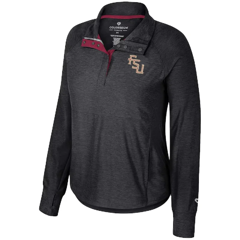 versatile coatColosseum Women's Stacked FSU Logo 1/4 Snap Windshirt - Black