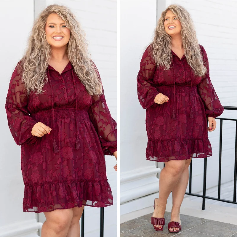 silk dressFor Your Affection Dress, Burgundy