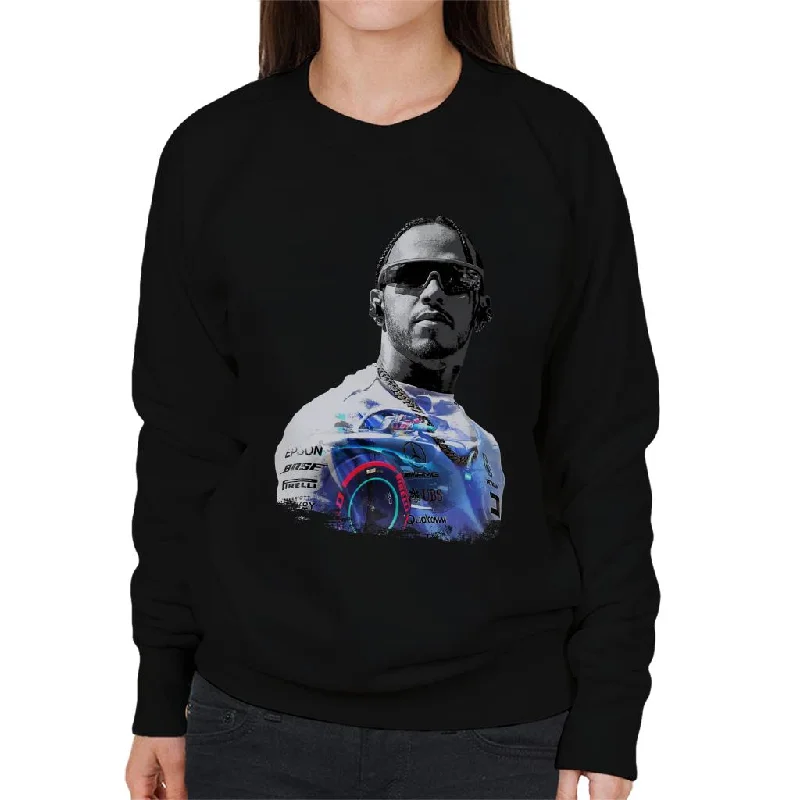 Motorsport Images Lewis Hamilton Wearing Glasses Women's Sweatshirt