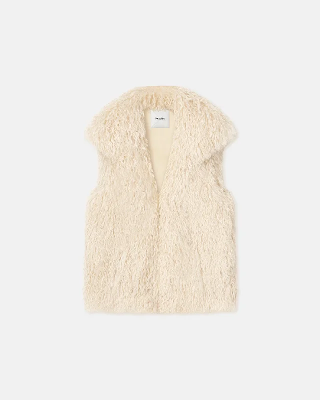 cozy winter coatRied - Faux Racka Fur Vest - Creme