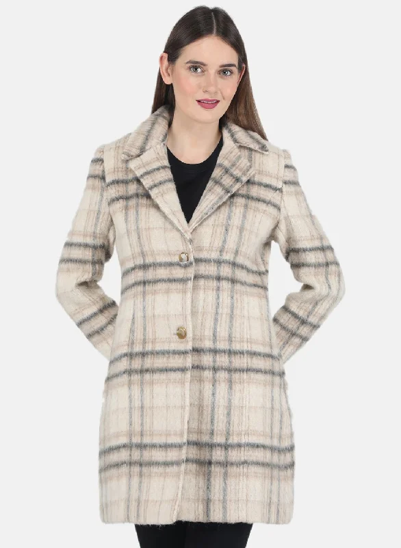 long coatWomen Beige Check Coat