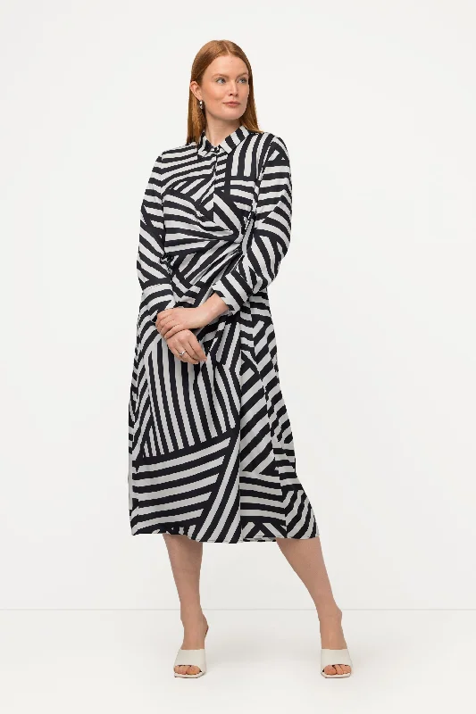 wool dressUlla Popken Striped Dress in Black