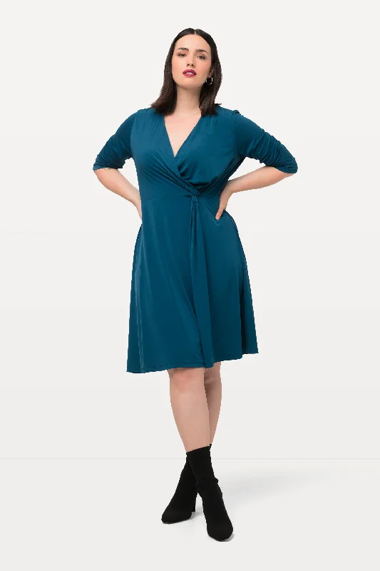 boho dressUlla Popken Draped Dress in Teal