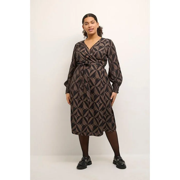 boho dressKaffe Crazina Wrap Dress in Black and Brown