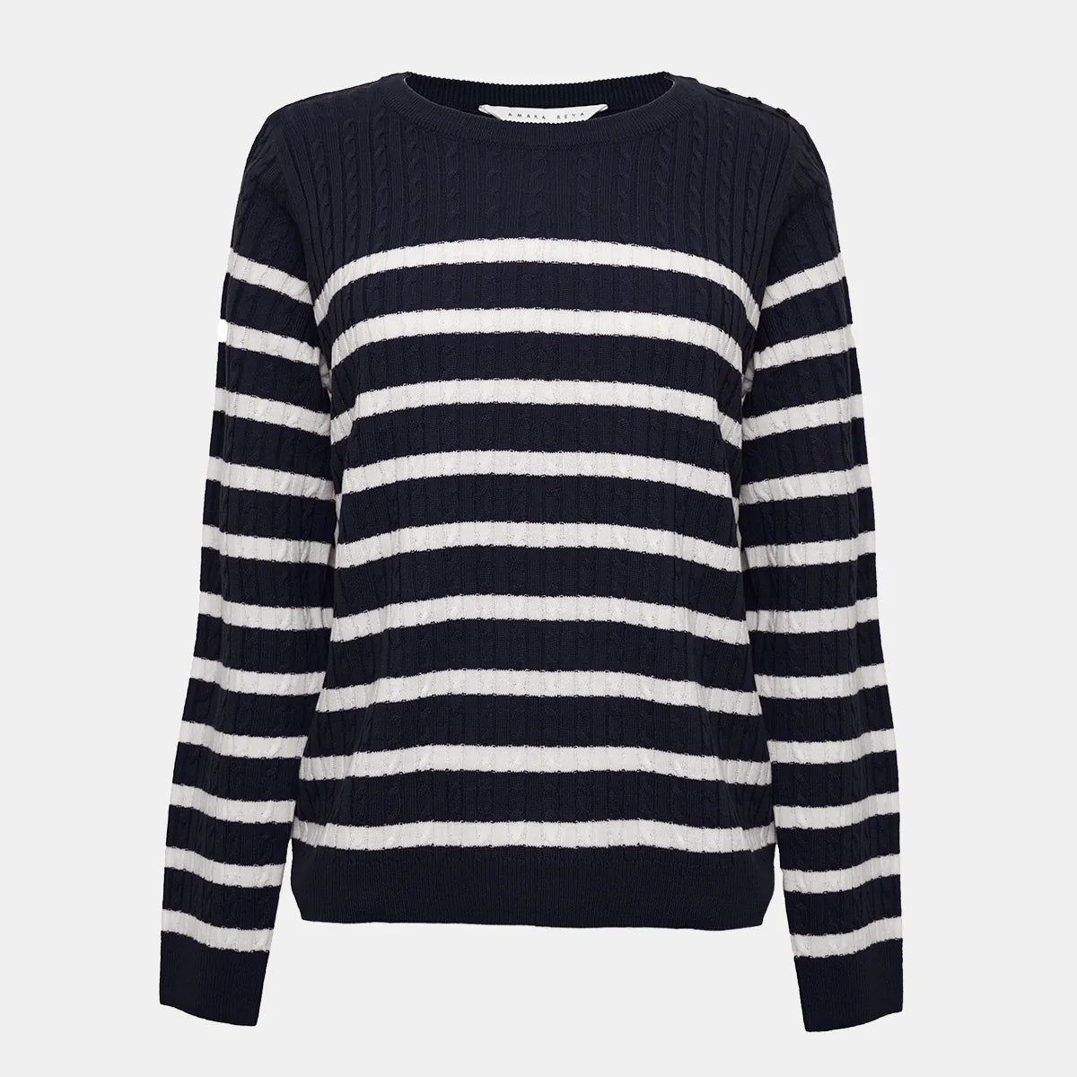 Ladies Striped Cable Knitted Jumper