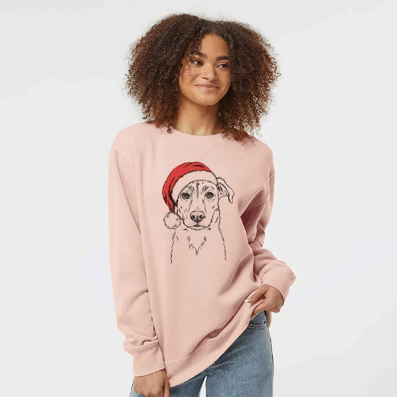 Santa Peanut the Lab Mix - Unisex Pigment Dyed Crew Sweatshirt