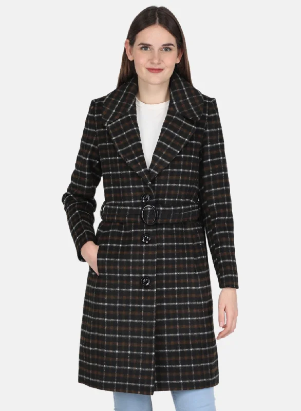 insulated jacketWomen Black Check Coat