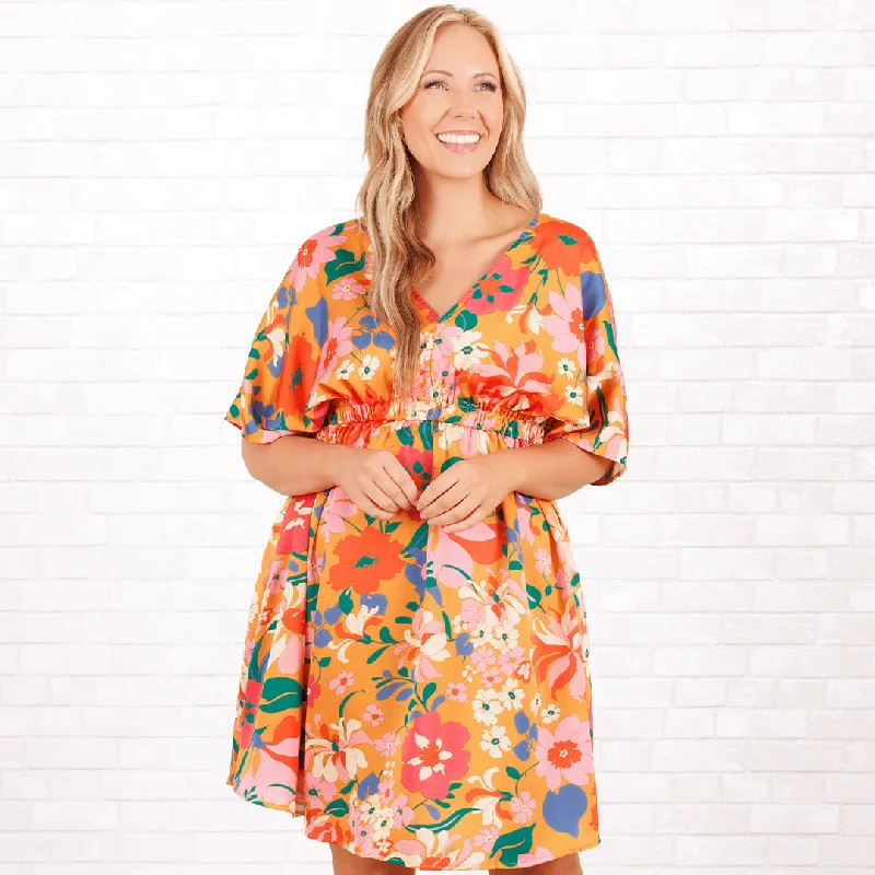 floral wrap dressLaying In Your Arms Dress, Orange