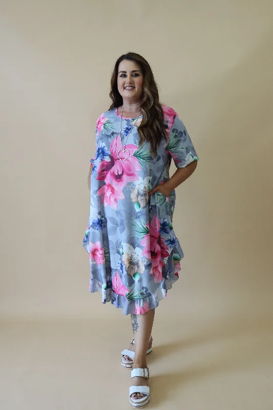 structured dressAngie Floral Dress in Grey