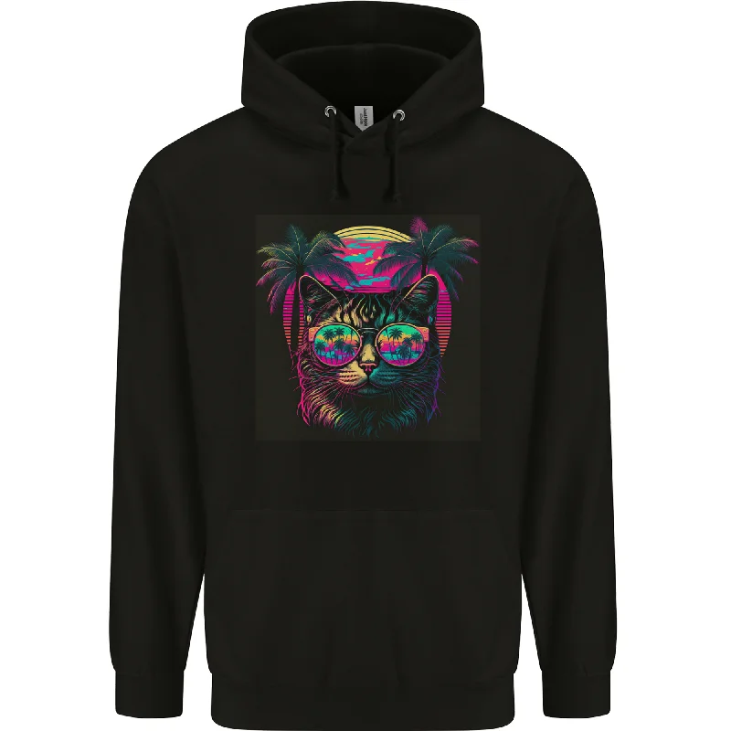 sports hoodieA Cool Retro Cat Mens 80% Cotton Hoodie