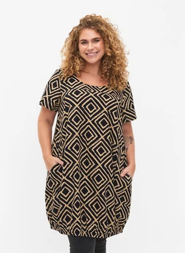 chic shift dressZizzi Cotton Bubble Dress in Geo Print