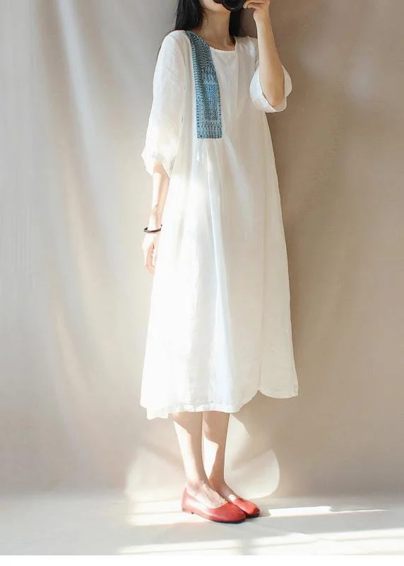 layered dressModern O Neck Patchwork Clothes Photography White Loose Dresses