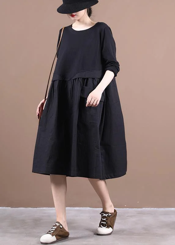 fitted cocktail dressLoose o neck patchwork spring dresses Work Outfits black Dresses