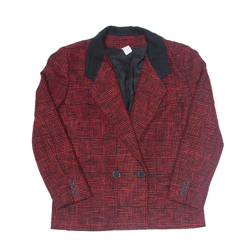 sporty outerwearADOLFO ESPRIT Wool Blend Blazer Jacket Red Gingham Womens M