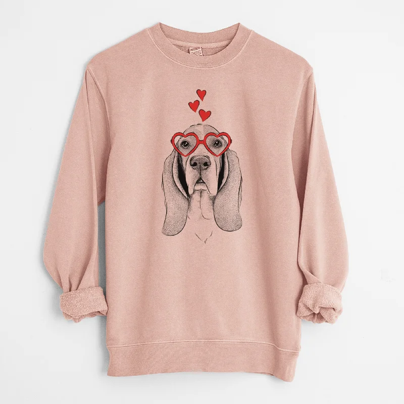 Valentine Buckley the Basset Hound - Unisex Pigment Dyed Crew Sweatshirt