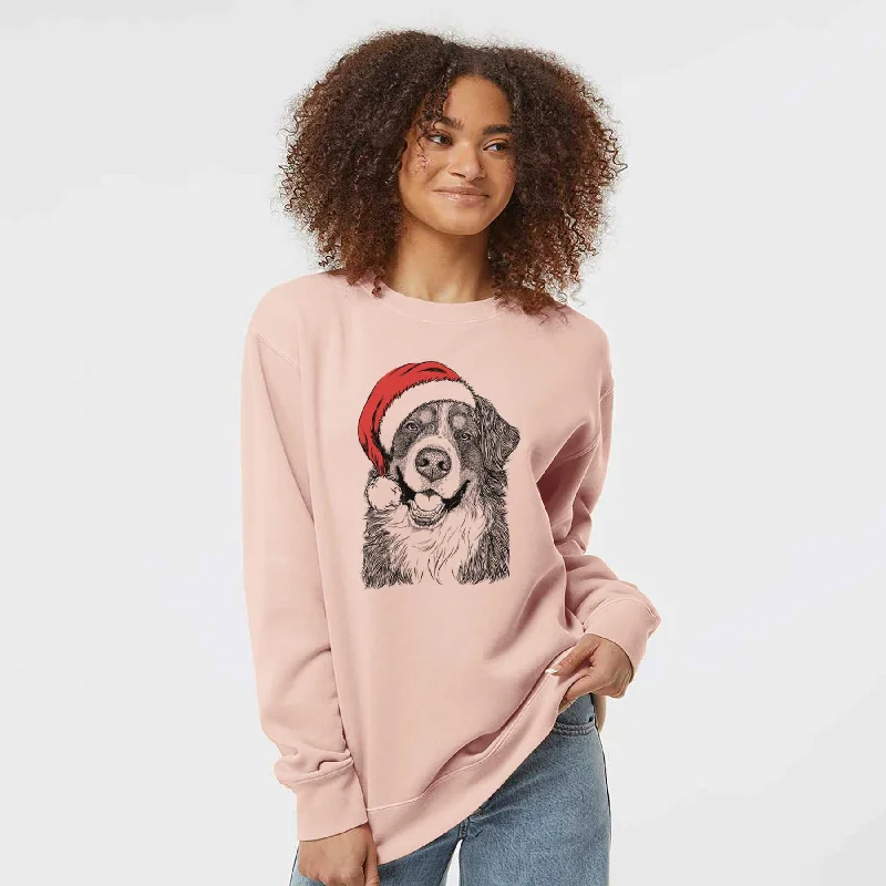 Santa Eiger the Bernese Mountain Dog - Unisex Pigment Dyed Crew Sweatshirt