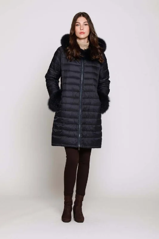 puffer jacket#1263HD  Genuine down reverses to layered rabbit