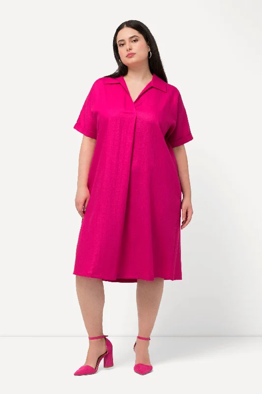 flowy dressUlla Popken Collared Pink Dress