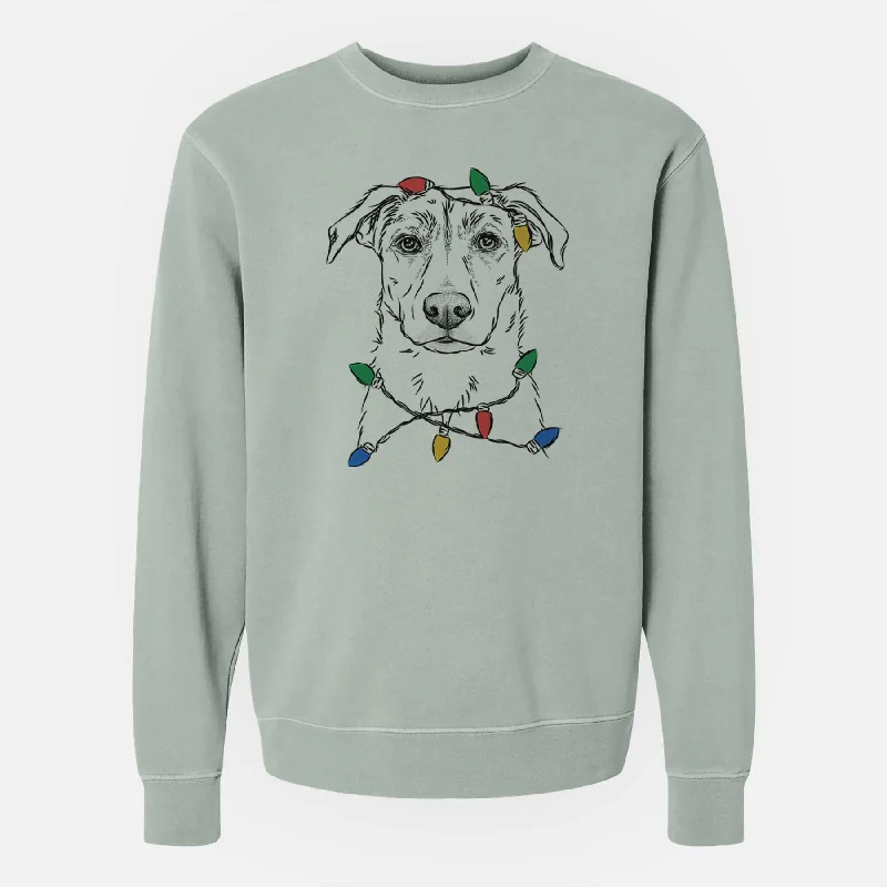 Christmas Lights Peanut the Lab Mix - Unisex Pigment Dyed Crew Sweatshirt