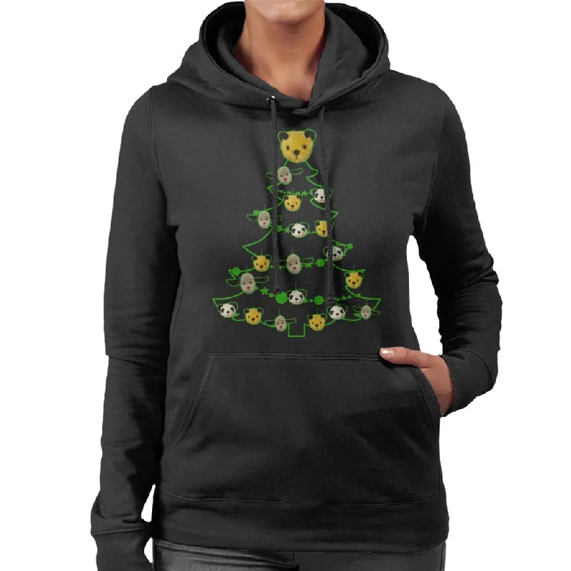 cozy pullover hoodieSooty Christmas Tree Green Silhouette Women's Hooded Sweatshirt