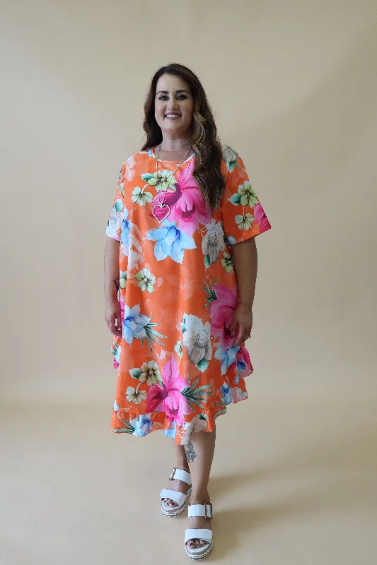 sleek midi dressAngie Floral Dress in Orange