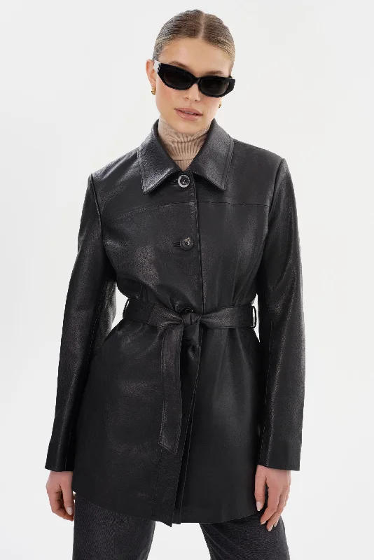 lightweight winter coatMARLOWE | Leather Trench Coat