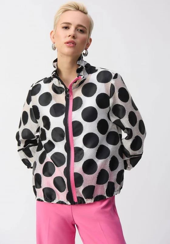 Joseph Ribkoff Polka Dot Boxy Jacket, Black and White