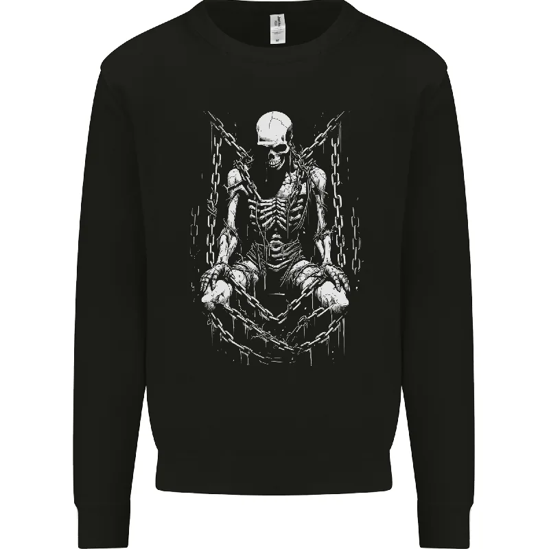 A Skeleton in Bondage Skull Horror Gothic Goth Mens Sweatshirt Jumper