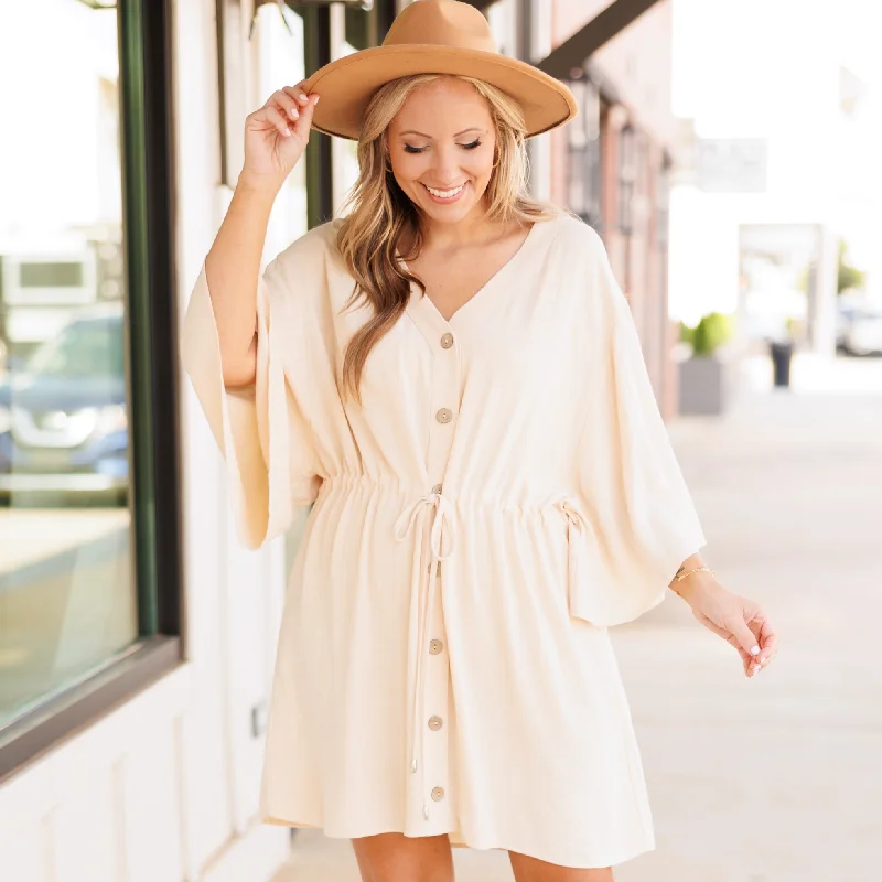 chic shift dressAll Season Long Dress, Oatmeal