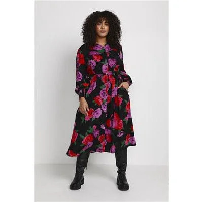 silk dressKaffe Florisa Shirt Dress in Black Floral