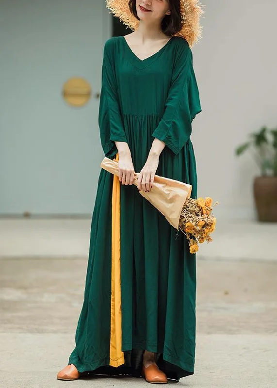 chic wrap dressLuxy Green Loose Maxi Dress Caftans