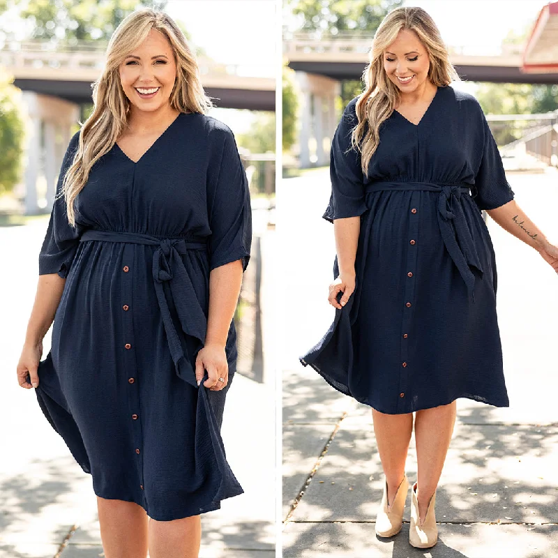 pleated maxi dressHopelessly Yours Dress, Navy