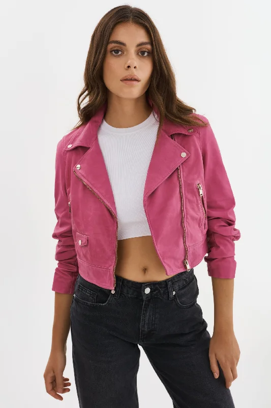 padded coatJANIKA | Cropped Leather Biker Jacket