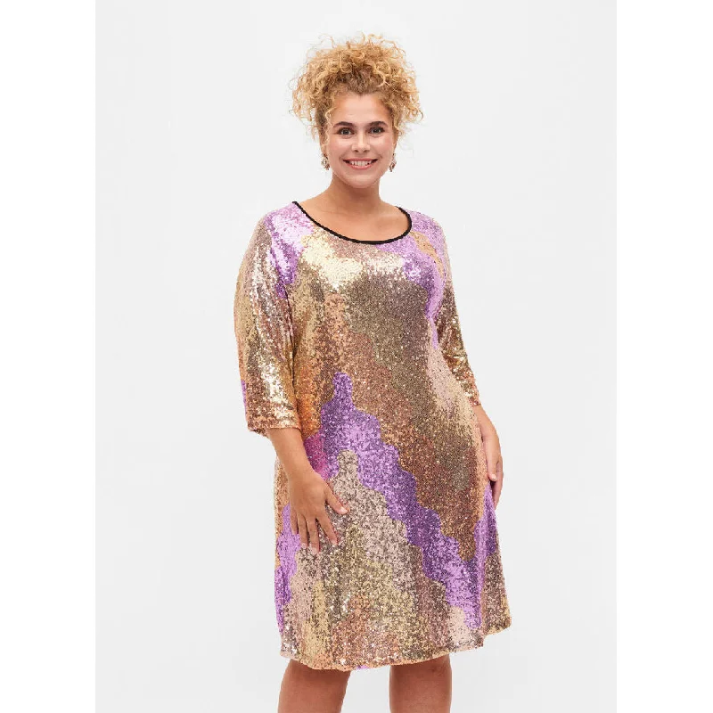 trendy dressZizzi Sequin Dress in Gold