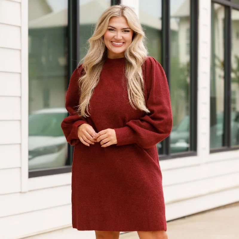 casual evening dressShip To Wreck Sweater Dress, Burgundy