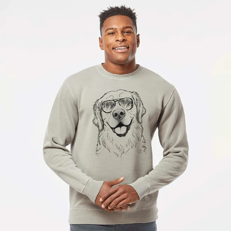 Aviator Griffin the Golden Retriever - Unisex Pigment Dyed Crew Sweatshirt