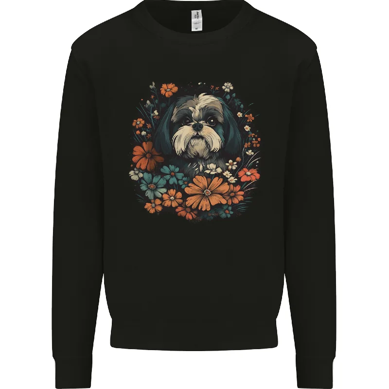 A Shih Tzu Dog With Flowers Mens Sweatshirt Jumper