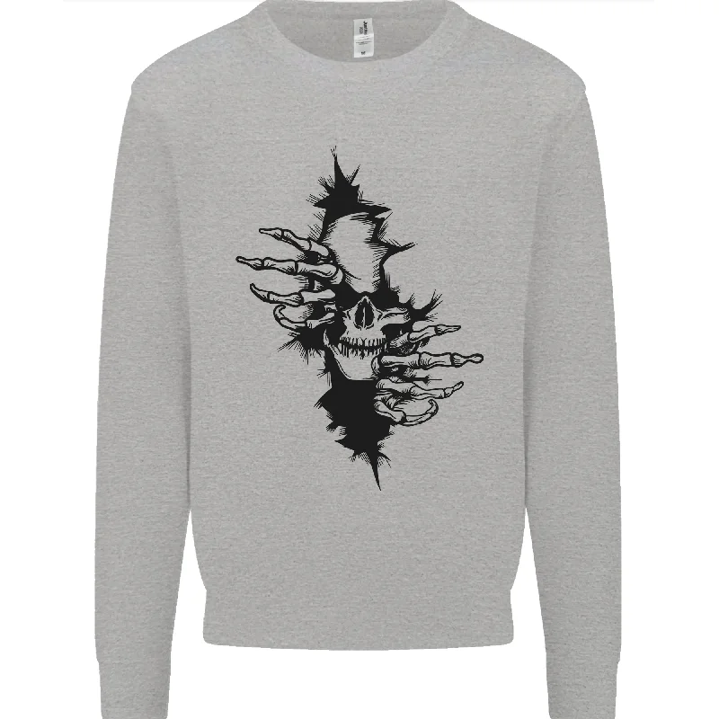 A Skull From a Ripped Shirt Gothic Goth Biker Mens Sweatshirt Jumper