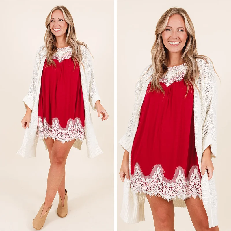 playful dressLaced With Love Dress, Scarlet