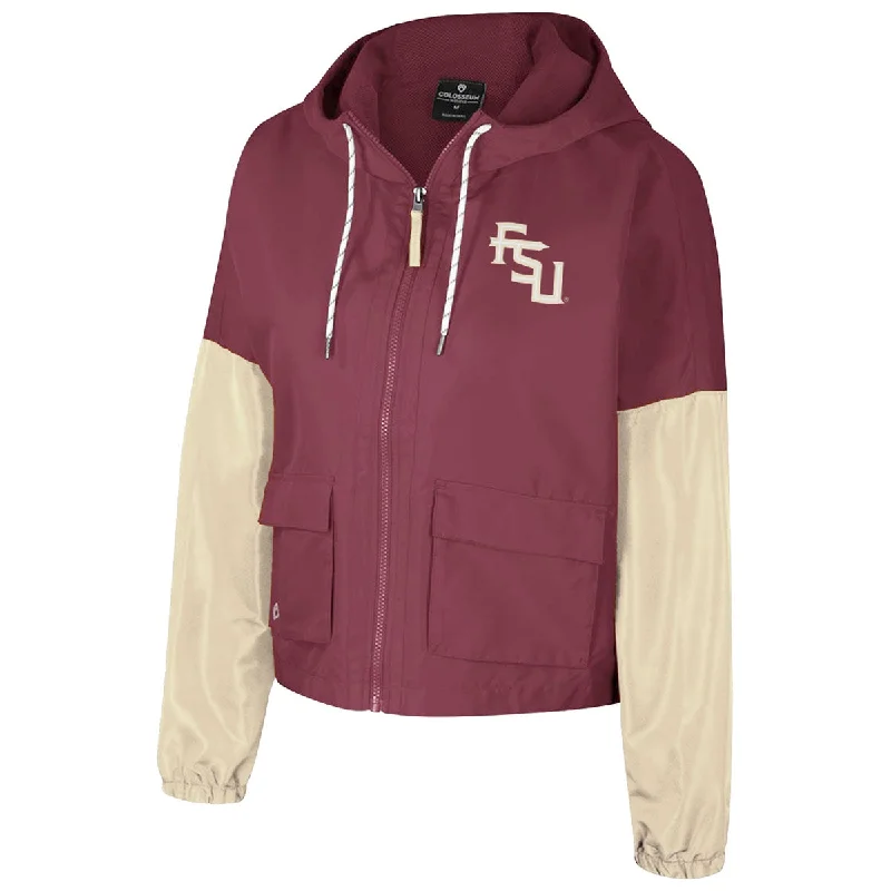 comfortable winter coatColosseum Women's Stacked FSU/Florida State Full-zip Hooded Jacket - Garnet/Gold