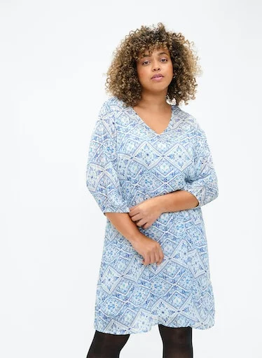 casual summer dressZizzi Lucy Dress in Blue Print