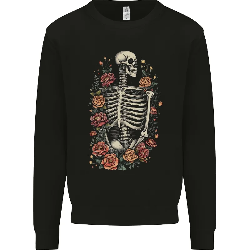 A Skeleton With Flowers Skull Mens Sweatshirt Jumper