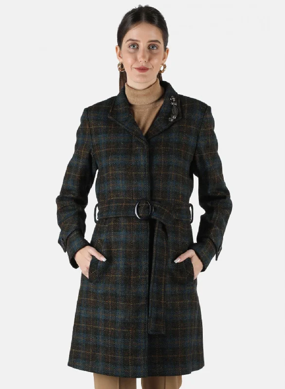 oversized coatWomen Blue Check Coat