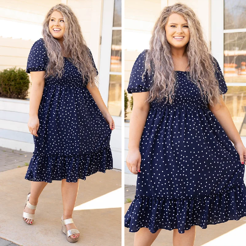 off-the-shoulder dressLady Madonna Dress, Navy