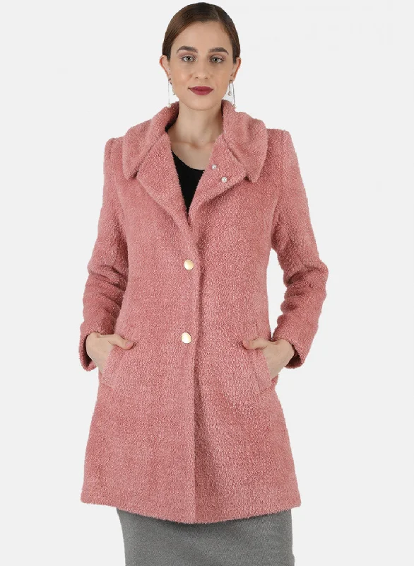 padded coatWomen Pink Solid Coat